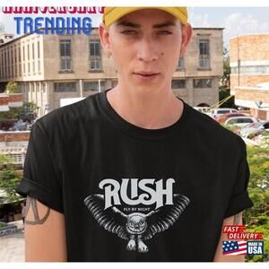 Rush Fly By Night Owl Retro Black Tshirts Unisex Quality Best Gift Classic